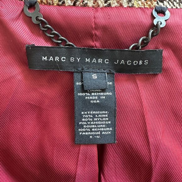 Marc Jacobs Lined Wool Plaid Trench Coat - Women Small - Picture 7 of 8